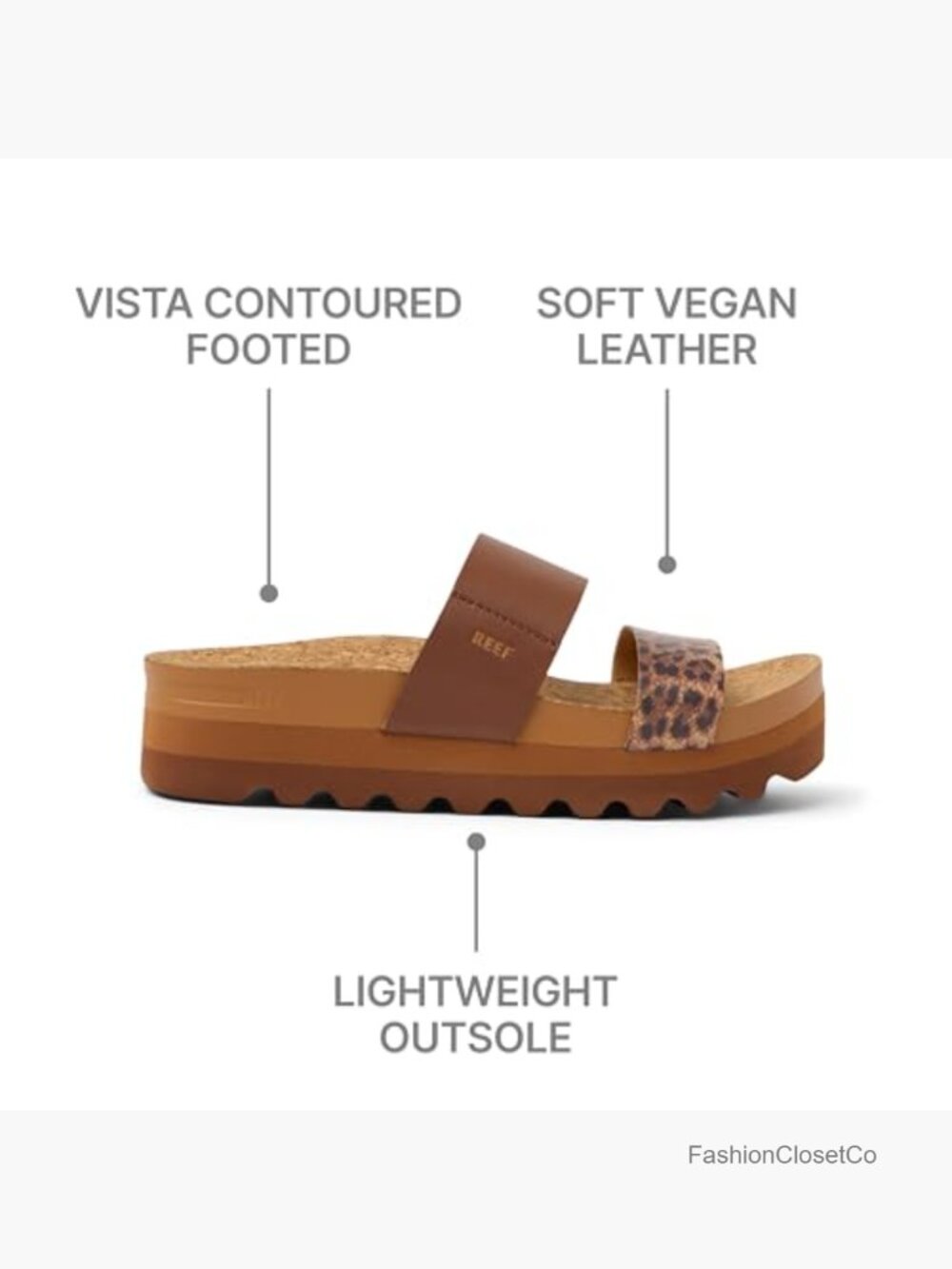 Reef Cushion Vista Hi Platform Sandal, Arch Support, Slip On - Picture 5 of 7